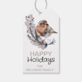 かわいらし素朴冬の雀のクリスマス ギフトタグ (正面)