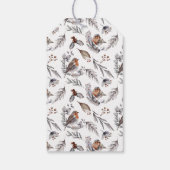 かわいらし素朴冬の雀のクリスマス ギフトタグ (裏面)