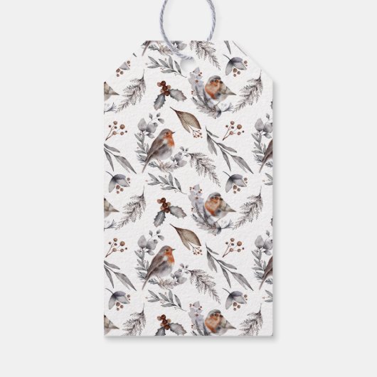 かわいらし素朴冬の雀のクリスマス ギフトタグ (裏面)