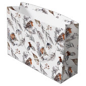 かわいらし素朴冬の雀のクリスマス ラージペーパーバッグ (裏面アングル)