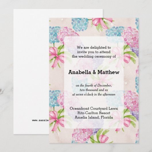 かわいらし結婚フローラ 招待状 (正面/裏面)