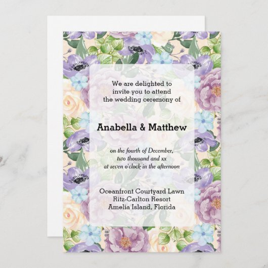 かわいらし結婚フローラ 招待状 (正面/裏面)