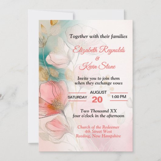 かわいらし結婚フローラ 招待状 (正面)