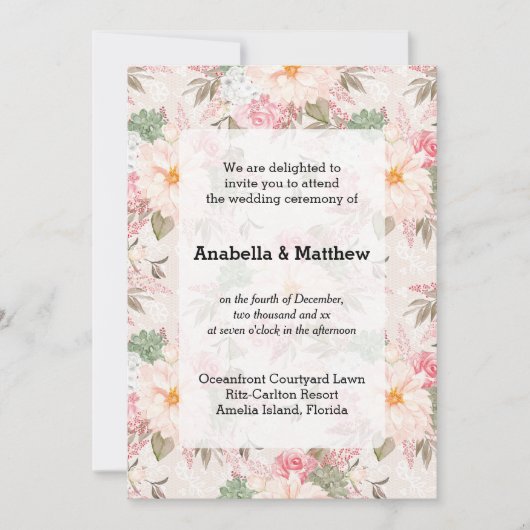 かわいらし結婚フローラ 招待状 (正面)