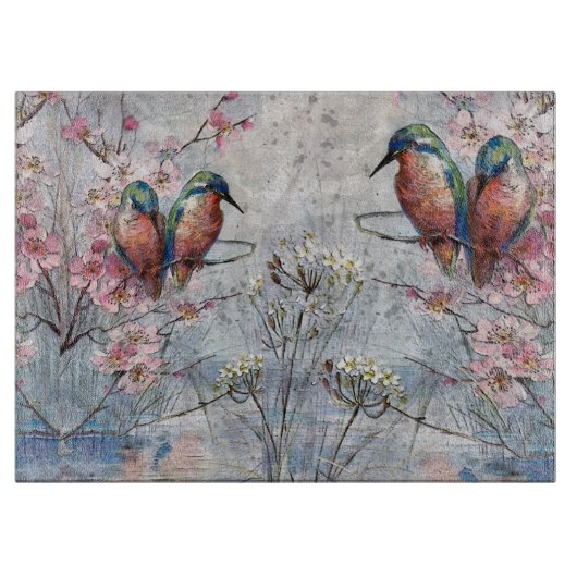 かわいらし絵を描金魚花 カッティングボード (正面)