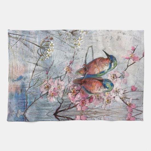 かわいらし絵を描金魚花 キッチンタオル (横)