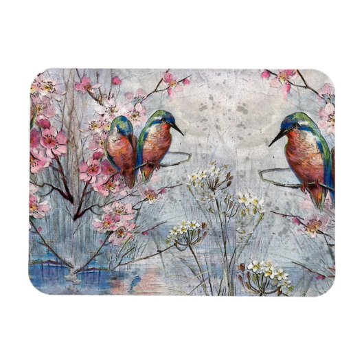 かわいらし絵を描金魚花 マグネット (横)