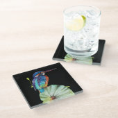 かわいらし絵を描鳥 ガラスコースター (アングル)