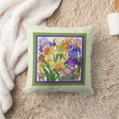 かわいらし絵を描、クリームにアイリス クッション (ブランケット)