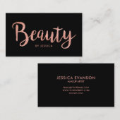 かわいらし美しいサロンバラ金ゴールド美容師ブラック 名刺 (正面/裏面)