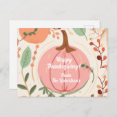 かわいらし自然かぼちゃ葉感謝祭 ポストカード (正面/裏面)