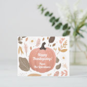 かわいらし自然かぼちゃ葉感謝祭 ポストカード (スタンド正面)