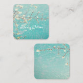 かわいらし自然アートonブルー両面カスタム スクエア名刺 (正面/裏面)