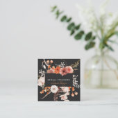 かわいらし色彩の鮮やかフローラオン黒インテリアデザイナ スクエア名刺 (スタンド正面)