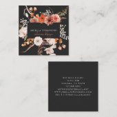 かわいらし色彩の鮮やかフローラオン黒インテリアデザイナ スクエア名刺 (正面/裏面)