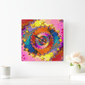 かわいらし色数々のフラクタル緩和曲線 スクエア壁時計 (ホーム)