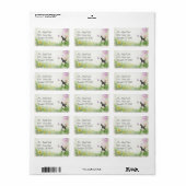 かわいらし花と蝶の馬住所 ラベル (フルシート)