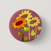 かわいらし花カラフル柄ピンク 缶バッジ (正面)