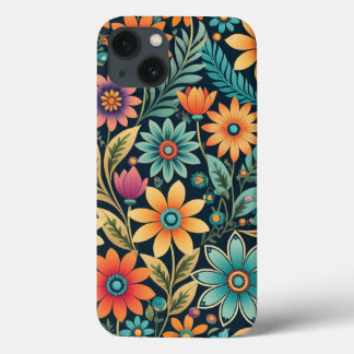 かわいらし花カラフル柄春フローラアート iPhone 13ケース