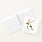 かわいらし花模様フェイクゴールドフォイル文字Kモノグラム ノートブック (内部)