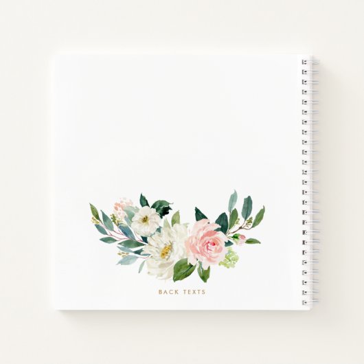 かわいらし花模様フェイク金箔文字Cモノグラム ノートブック (裏面)