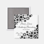 かわいらし花模様ブラックデイト磁石を保存 マグネット (正面/裏面)