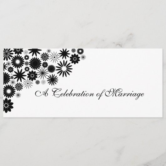 かわいらし花模様ブラック結婚式 プログラム (正面)