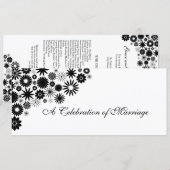 かわいらし花模様ブラック結婚式 プログラム (正面/裏面)