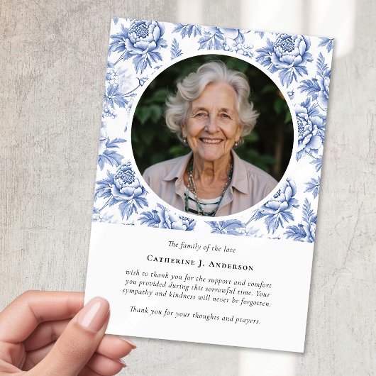 かわいらし花模様写真悔やみや弔慰葬祭記念碑 サンキューカード