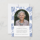 かわいらし花模様写真悔やみや弔慰葬祭記念碑 サンキューカード (正面)