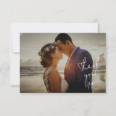 かわいらし花模様写真結婚の小さありがとう サンキューカード (正面)