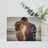 かわいらし花模様写真結婚の小さありがとう サンキューカード (スタンド正面)