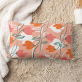 かわいらし花模様手描き植物模様オレンジ ランバークッション (ブランケット)