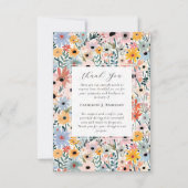 かわいらし花模様記念写真悔やみや弔慰葬儀 サンキューカード (正面)