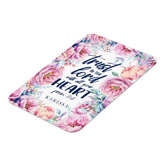 かわいらし花模様 |パーソナライズされた聖なる書物、 経典 マグネット (左側)