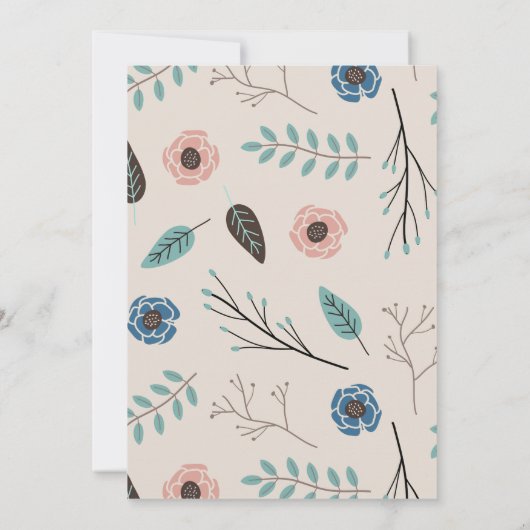 かわいらし花模様 |ピンクと緑のバプテスマの写真 招待状 (裏面)