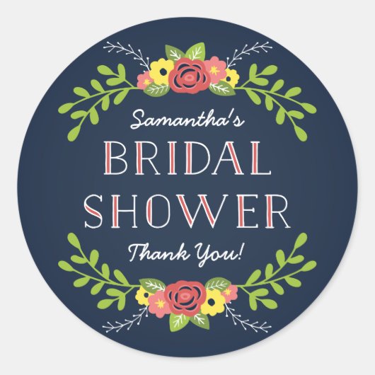 かわいらし花模様 |ブライダルシャワー ラウンドシール (正面)