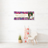 かわいらし花、任意の年齢、カスタム写真誕生日 横断幕 (インサイチュ)