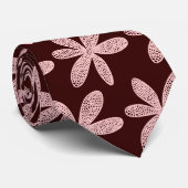 かわいらし花 – 暗い茶色のピンク色 ネクタイ (ロール)