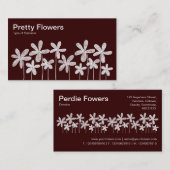 かわいらし花 – 濃い茶色の上に白 名刺 (正面/裏面)