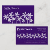 かわいらし花 – 白オン深い紫 名刺 (正面/裏面)