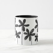 かわいらし花 – 白黒 マグカップ (中央)