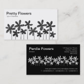 かわいらし花 – 白黒（交互） 名刺 (正面/裏面)