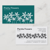 かわいらし花 – 緑の上に白（交互） 名刺 (正面/裏面)