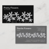 かわいらし花 – 黒に白（2トーン） 名刺 (正面/裏面)