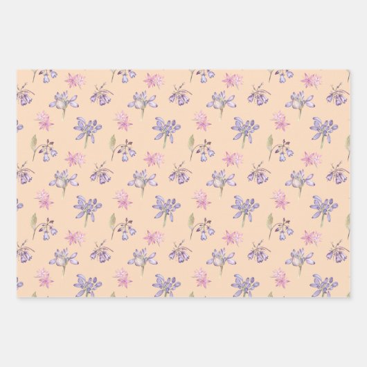 かわいらし英語ワイルドフラワーフローラパーティーギフトデコル ラッピングペーパーシート (正面)