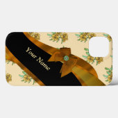 かわいらし茶色ヴィンテージフローラ花模様 Case-Mate iPhoneケース (裏面 (横))