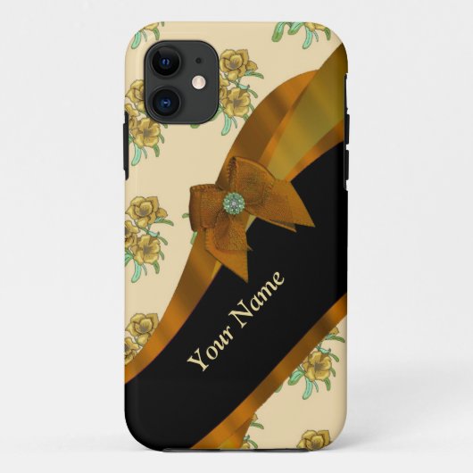 かわいらし茶色ヴィンテージフローラ花模様 Case-Mate iPhoneケース (裏面)