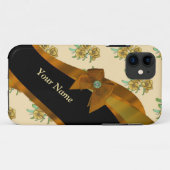 かわいらし茶色ヴィンテージフローラ花模様 Case-Mate iPhoneケース (裏面(横))