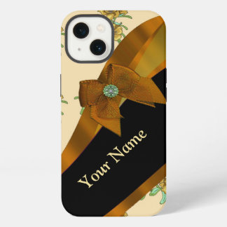かわいらし茶色ヴィンテージフローラ花模様 iPhone 13ケース